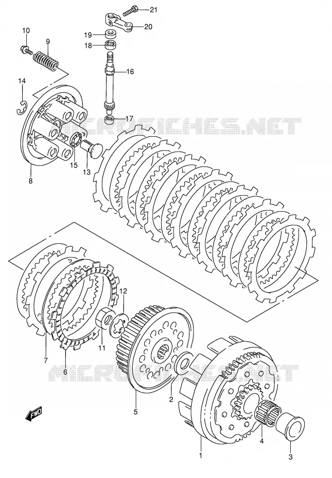 EMBRAYAGE (MODELE N) Suzuki MOTO 250 RMX 1996  RMX250T(E1)