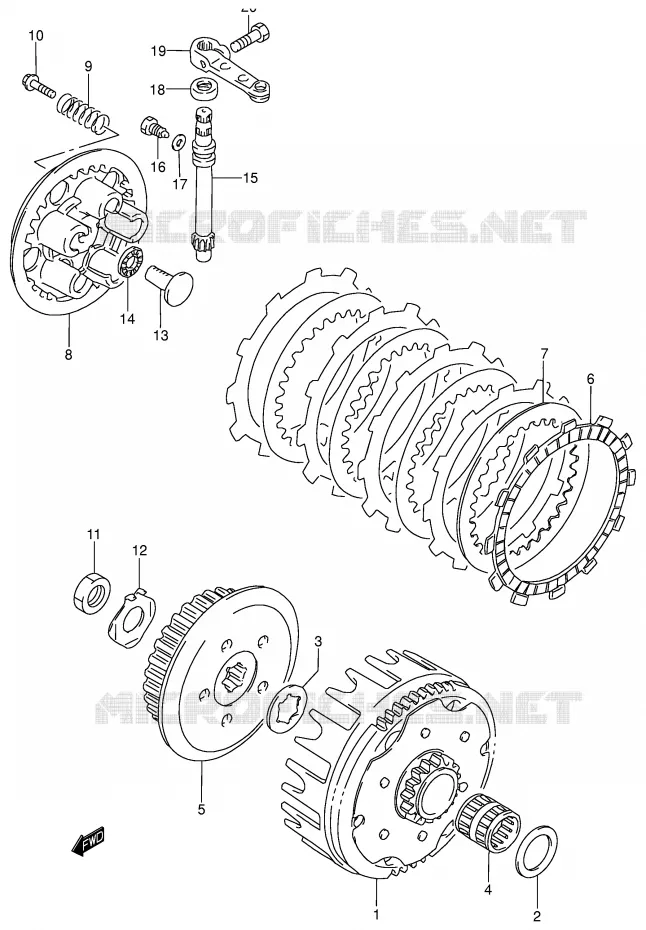 EMBRAYAGE Suzuki MOTO 80 RM 2000  RM80Y(P3/P28)