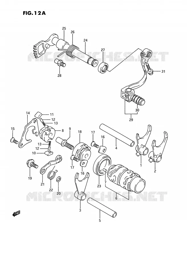 ENSEMBLE DE SELECTION DE VITESSES (MODELE K/L/M/N/P/R/S) Suzuki MOTO 80 RM 1985  RM80F(E3)