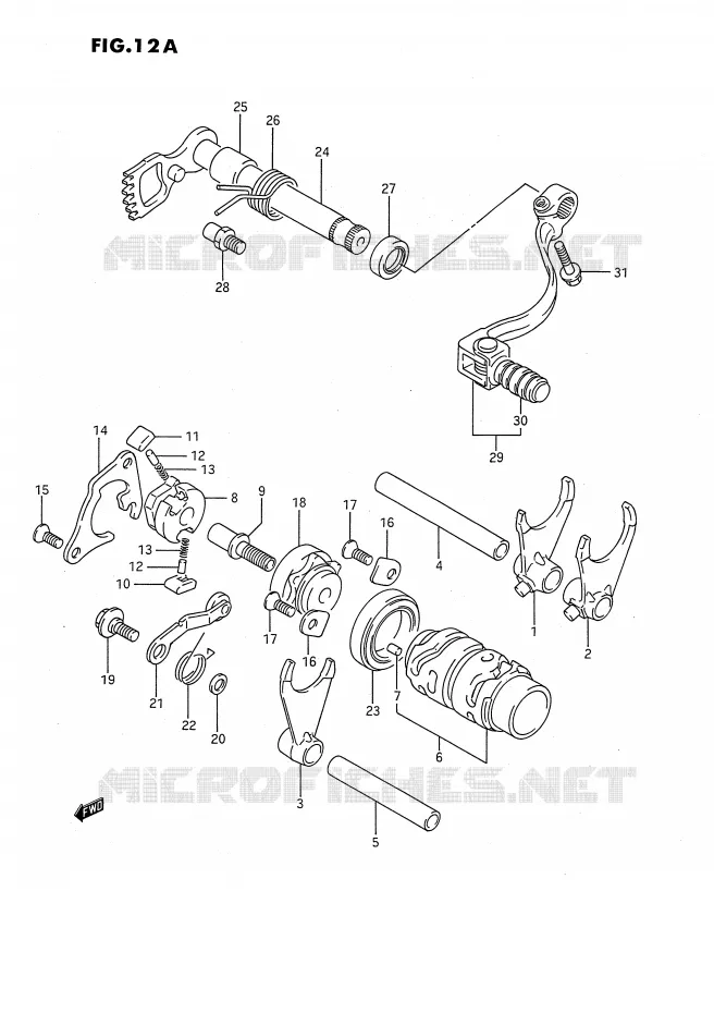ENSEMBLE DE SELECTION DE VITESSES (MODELE K/L/M/N/P/R/S) Suzuki MOTO 80 RM 1994  RM80XR(E2)