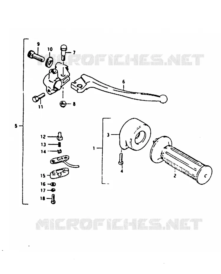 ENSEMBLE LEVIER - COMMODO DROIT Suzuki MOTO 125 TS 1979  TS125N