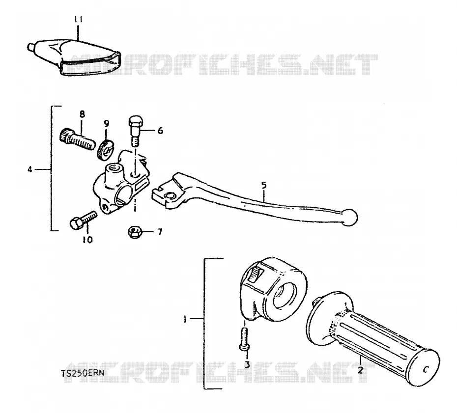 ENSEMBLE LEVIER - COMMODO DROIT Suzuki MOTO 250 TS-ER 1992  TS250ERN