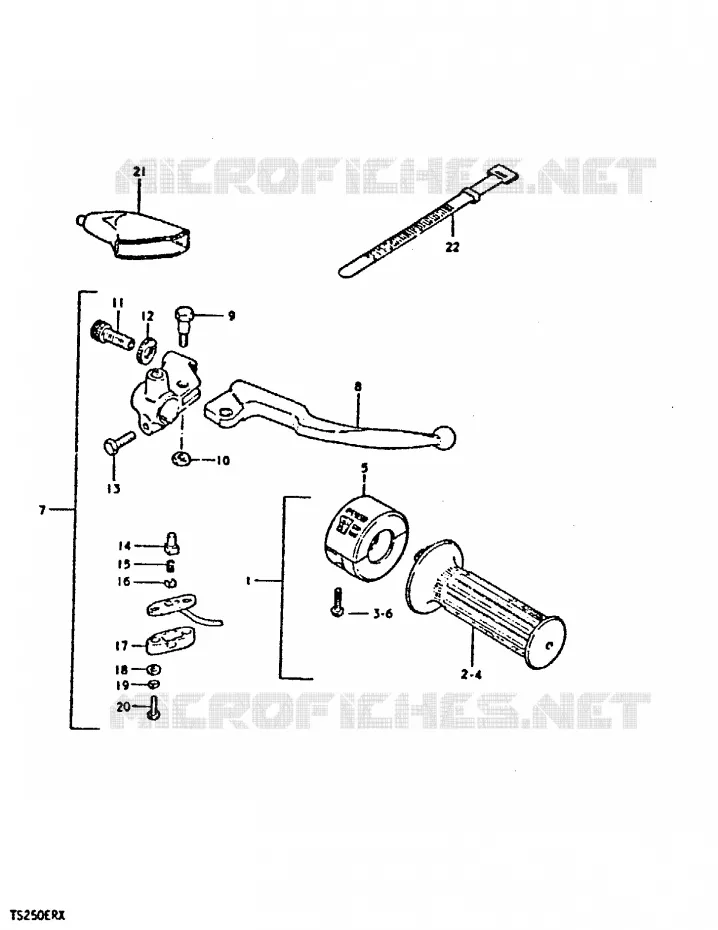 ENSEMBLE LEVIER - COMMODO DROIT Suzuki MOTO 250 TS-ER 1996  TS250ERT(T/X)