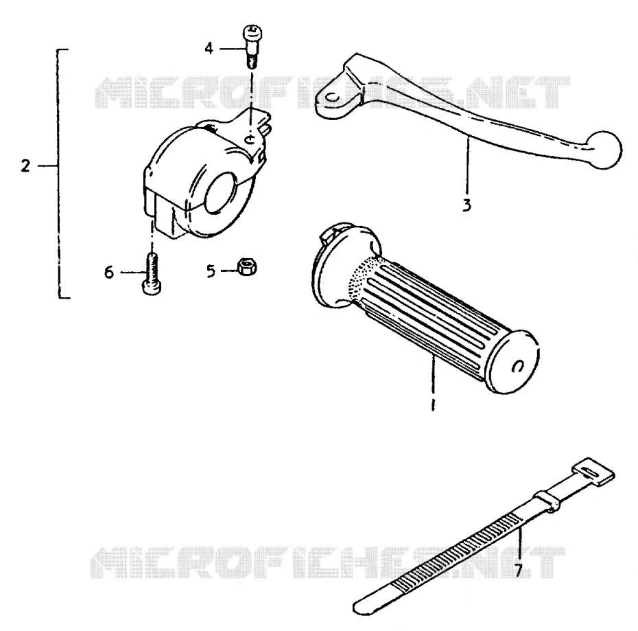 ENSEMBLE LEVIER - COMMODO DROIT Suzuki MOTO 50 TS-ER 1980  TS50ERPT(T)