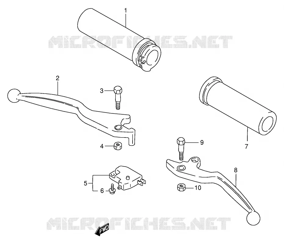 ENSEMBLE LEVIERS - POIGNEES (MODELE N/P/R) Suzuki MOTO 800 INTRUDER 1992  VS800GLN(E2)