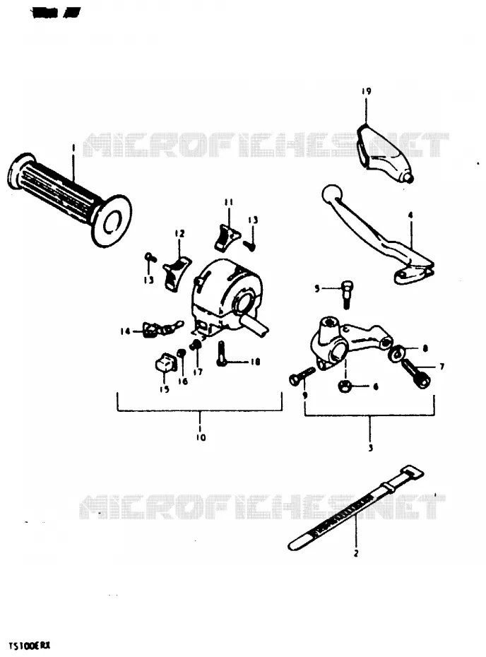 ENSEMBLE POIGNEE GAUCHE (TS100ERT) Suzuki MOTO 100 TS-ER 1996  TS100ERT(T/X)