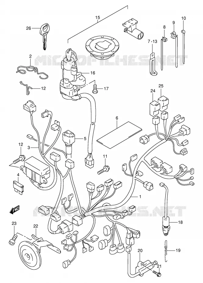 FAISCEAU ELECTRIQUE (MODELE W/X/Y/K1) Suzuki MOTO 1000 TL-S 2000  TL1000SY(E2)