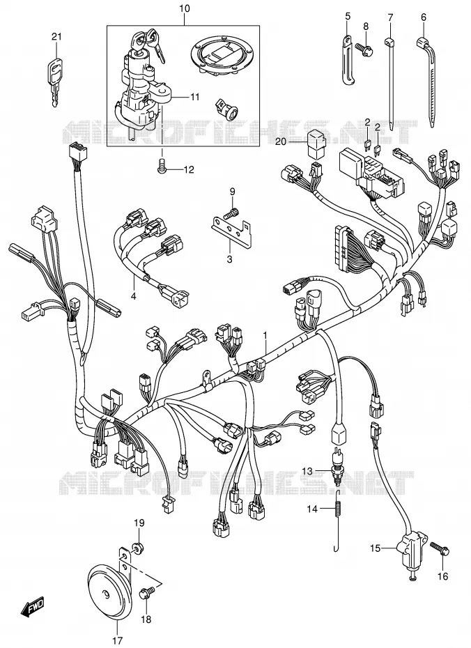 FAISCEAU ELECTRIQUE (SV1000/U1/U2) Suzuki MOTO 1000 SV 2004  SV1000U2K4(E2)