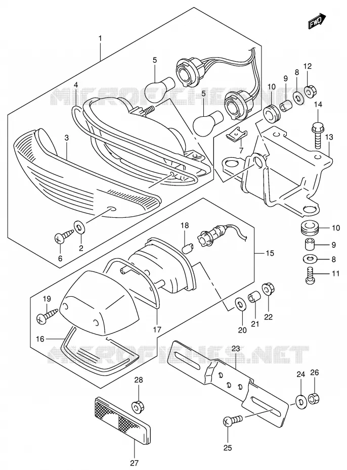 FEU ARRIERE Suzuki MOTO 650 SV-S 2002  SV650SK2(E2)