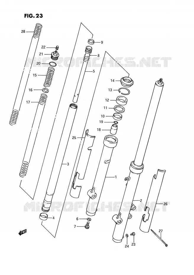 FOURCHE AVANT (MODELE G/H/J) Suzuki MOTO 80 RM 1987  RM80H(E3)