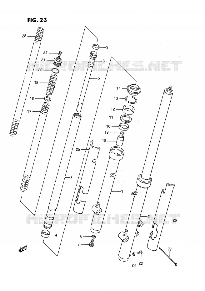 FOURCHE AVANT (MODELE G/H/J) Suzuki MOTO 80 RM 1992  RM80XN(E2)