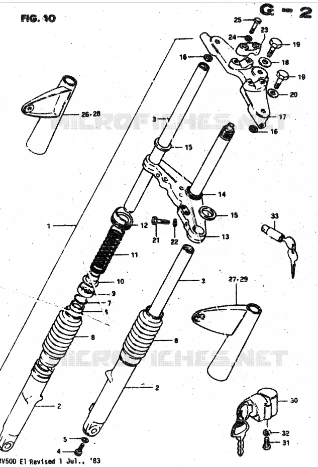 FOURCHE AVANT Suzuki MOTO 50 VAN-VAN 1981  RV50X(X/D)