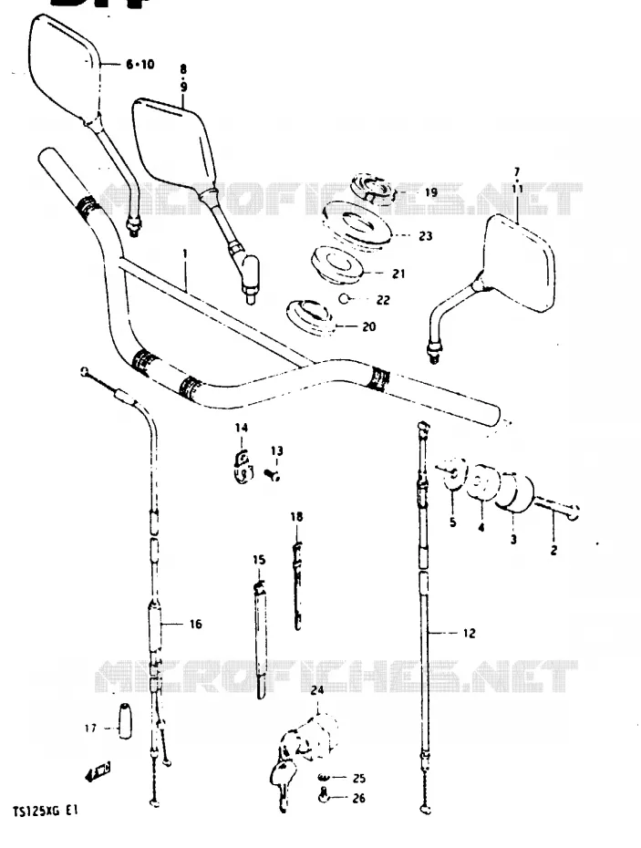 GUIDON (MODELE E E18 F.NO.106210-/MODELE F/G) Suzuki MOTO 125 TS-X 1985  TS125XF(E/F/G)