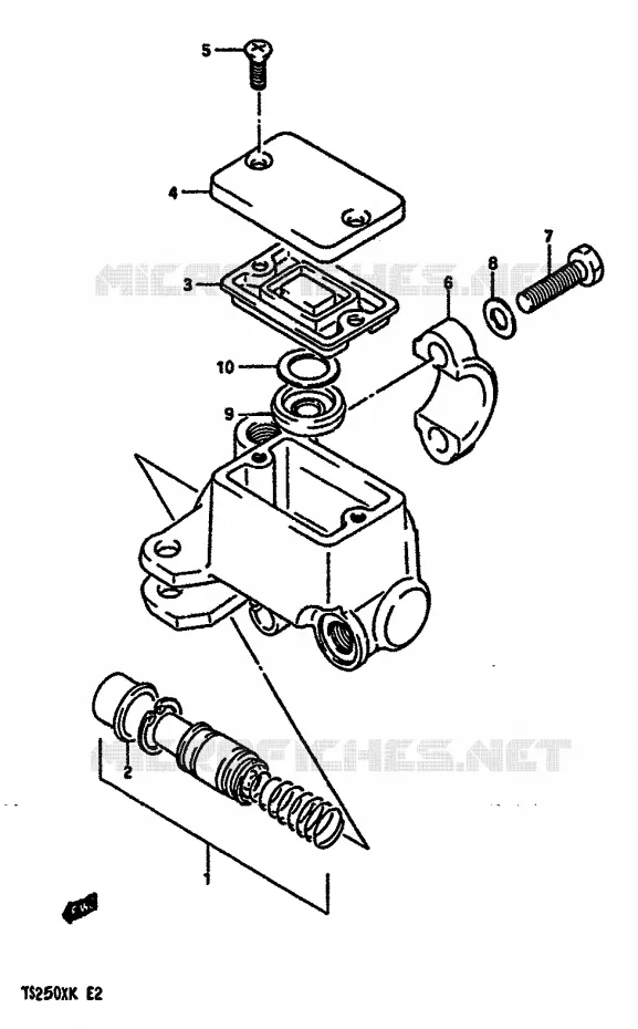 MAITRE CYLINDRE AVANT (MODELE G/H/J/K) Suzuki MOTO 250 TS-X 1986  TS250XG(E/G/H/J/K)