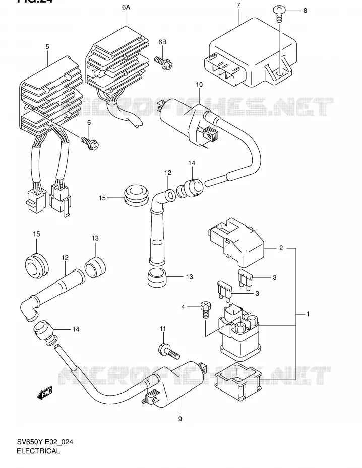 PARTIE ELECTRIQUE Suzuki MOTO 650 SV 2002  SV650UK2(E2)