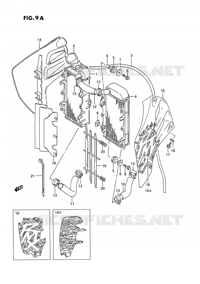 RADIATEUR (MODELE R/S/T) Suzuki MOTO 250 RMX 1996  RMX250T(E3)