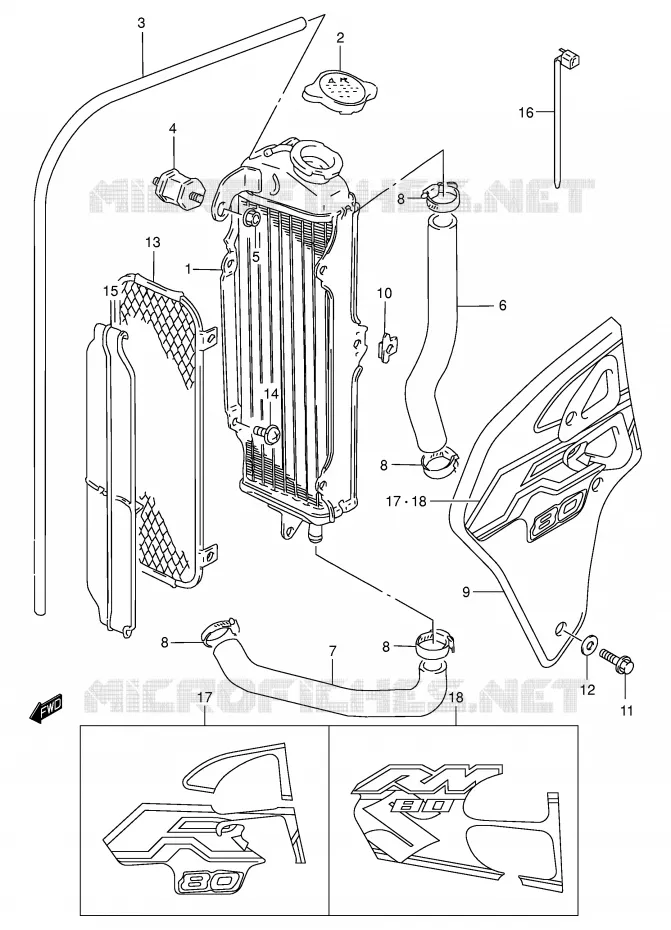 RADIATEUR Suzuki MOTO 80 RM 2000  RM80Y(P3/P28)