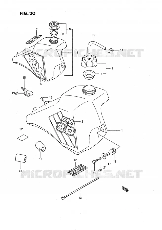 RESERVOIR D'ESSENCE (MODELE G/H) Suzuki MOTO 80 RM 1991  RM80XM(E2)