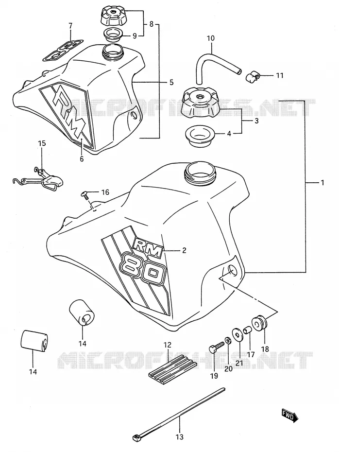 RESERVOIR D'ESSENCE (MODELE G/H) Suzuki MOTO 80 RM 1993  RM80P(E28)