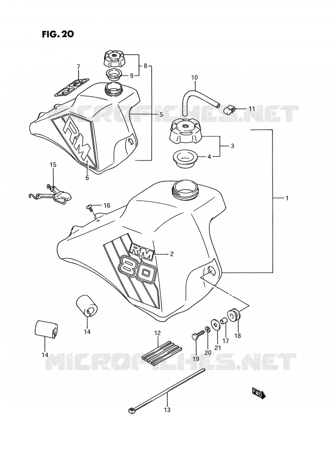 RESERVOIR D'ESSENCE (MODELE G/H) Suzuki MOTO 80 RM 1993  RM80P(E3)