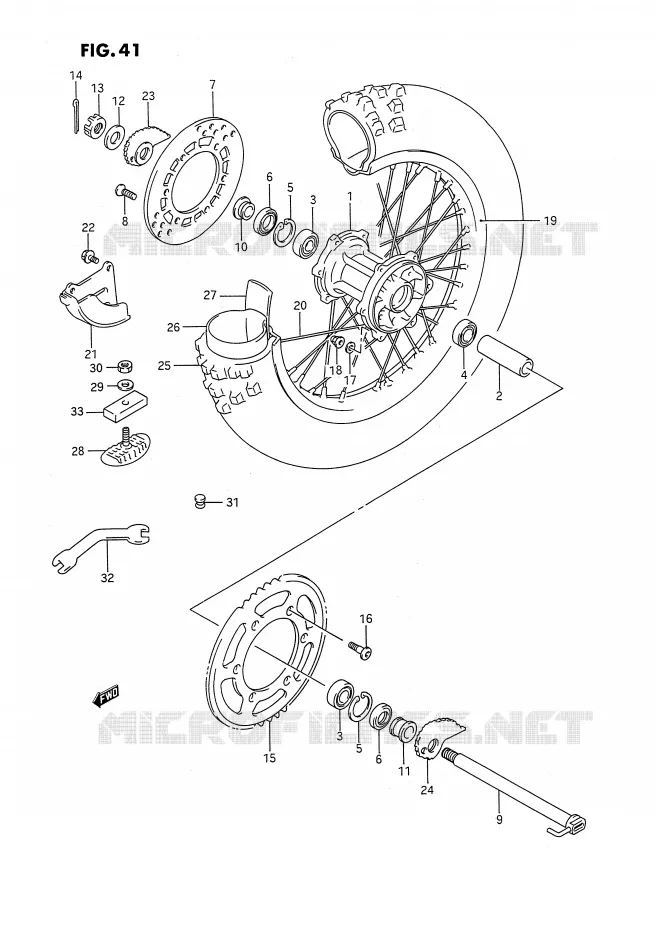 ROUE ARRIERE (MODELE K/L/M) Suzuki MOTO 250 RMX 1994  RMX250R(E3)