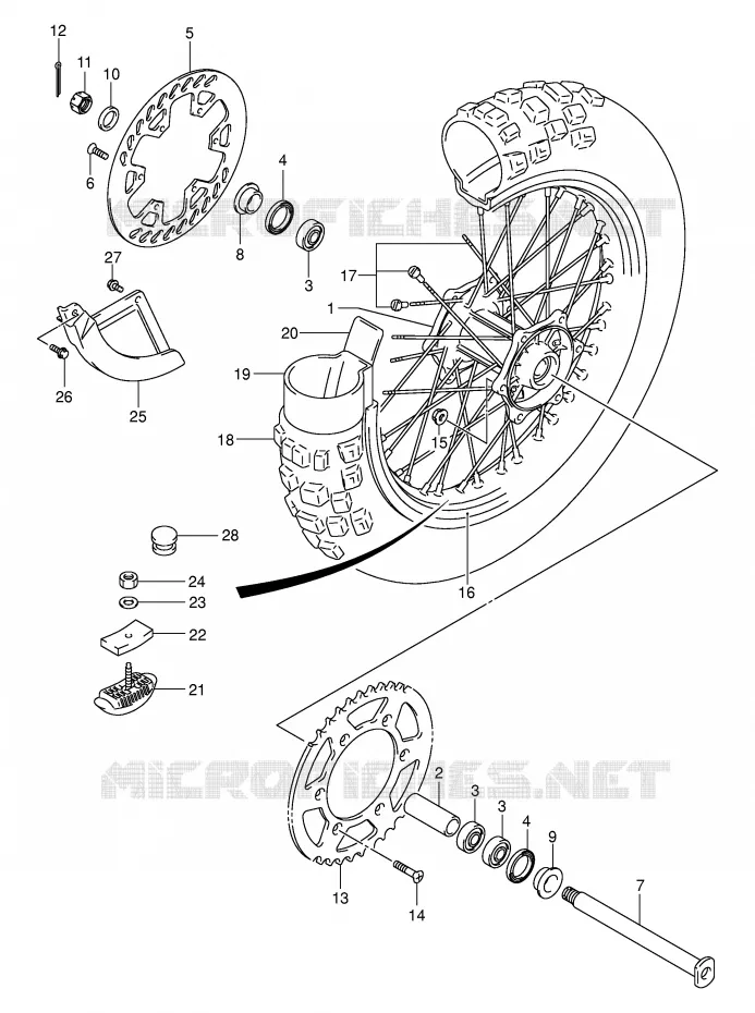 ROUE ARRIERE (MODELE K1/K2) Suzuki MOTO 250 RM 2003  RM250K3(E3/E28)
