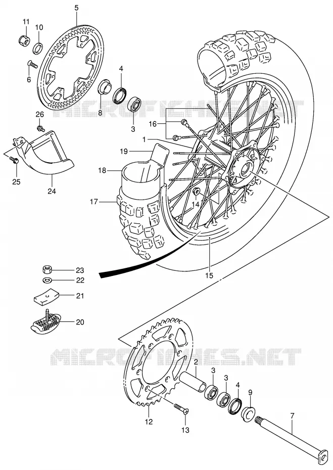 ROUE ARRIERE (MODELE K3) Suzuki MOTO 125 RM 2005  RM125K5