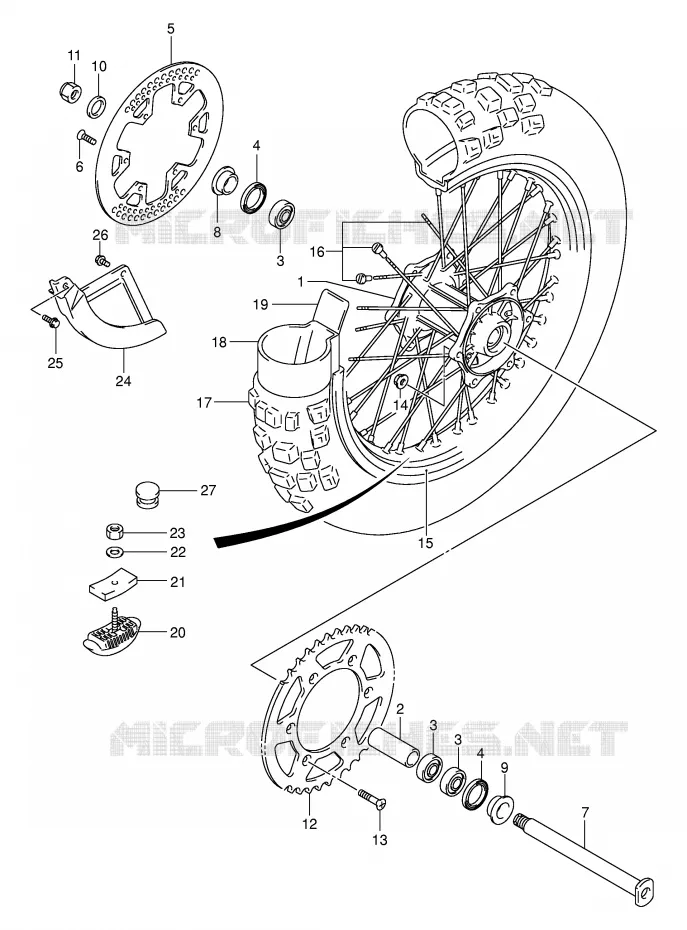 ROUE ARRIERE (MODELE K3) Suzuki MOTO 250 RM 2004  RM250K4(E3/E28)