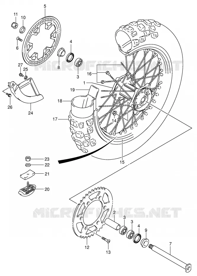 ROUE ARRIERE (MODELE K4) Suzuki MOTO 125 RM 2003  RM125K3