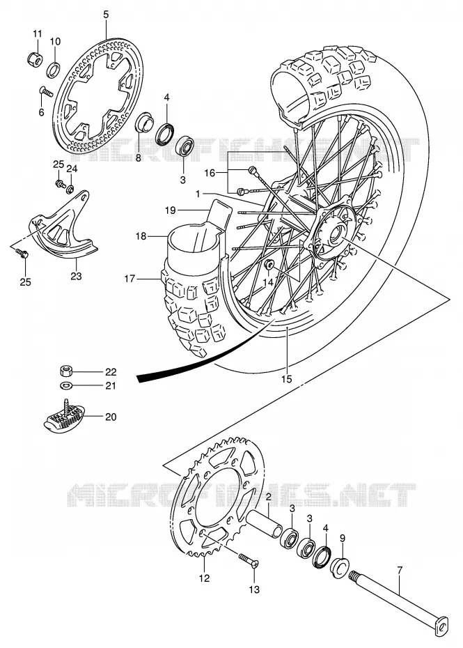 ROUE ARRIERE (MODELE K5) Suzuki MOTO 125 RM 2002  RM125K2(E3/E28)