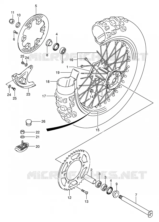 ROUE ARRIERE (MODELE K5) Suzuki MOTO 250 RM 2003  RM250K3(E3/E28)