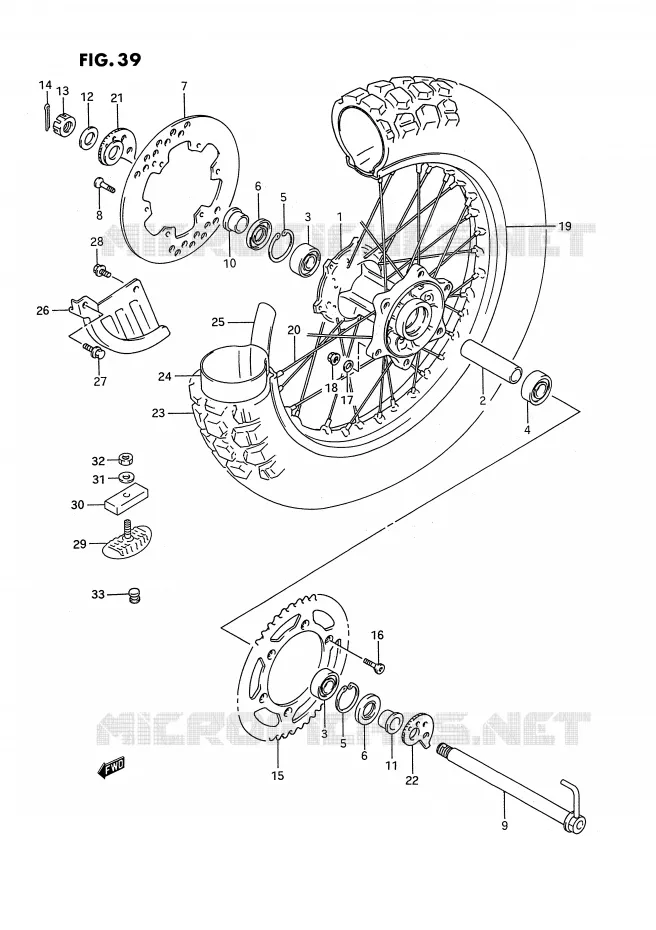 ROUE ARRIERE Suzuki MOTO 250 RMX 1993  RMX250RP(E1)