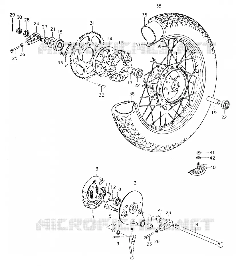 ROUE ARRIERE Suzuki MOTO 400 SP 1980  SP400T