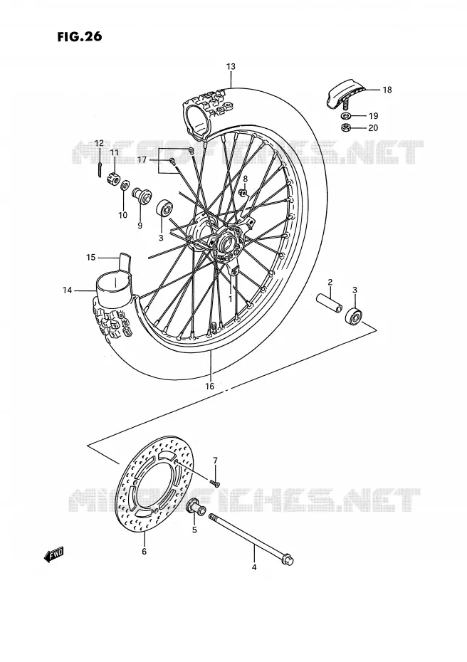 ROUE AVANT (MODELE G/H/J/K) Suzuki MOTO 80 RM 1992  RM80N(E3)