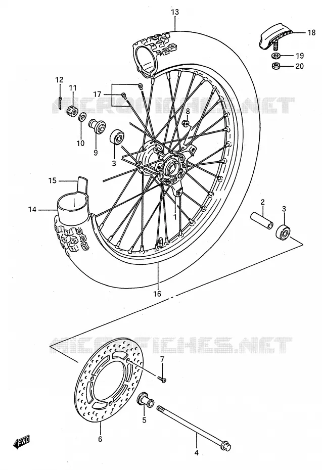 ROUE AVANT (MODELE G/H/J/K) Suzuki MOTO 80 RM 1993  RM80P(E28)