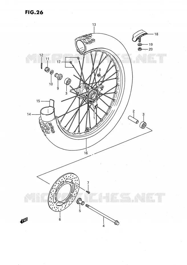 ROUE AVANT (MODELE G/H/J/K) Suzuki MOTO 80 RM 1995  RM80XS(E2)
