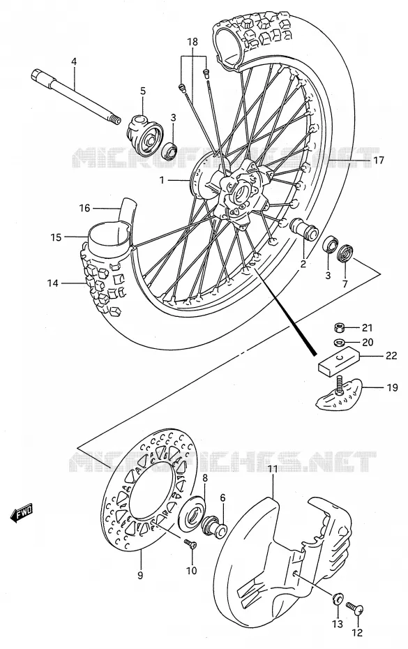 ROUE AVANT (MODELE K/L) Suzuki MOTO 250 RMX 1989  RMX250K(E28)