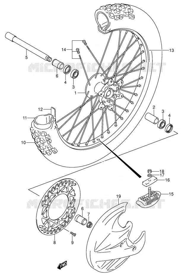 ROUE AVANT (MODELE K1/K2/K3/K4) Suzuki MOTO 125 RM 2004  RM125K4