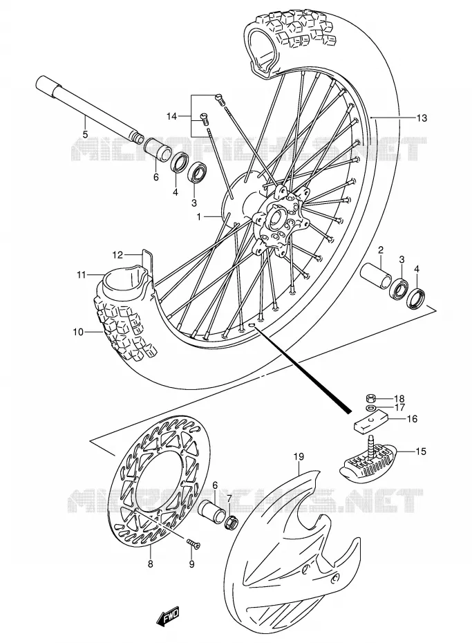 ROUE AVANT (MODELE K1/K2/K3/K4) Suzuki MOTO 250 RM 2003  RM250K3(E3/E28)