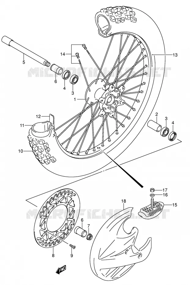 ROUE AVANT (MODELE K5/K6) Suzuki MOTO 125 RM 2005  RM125K5