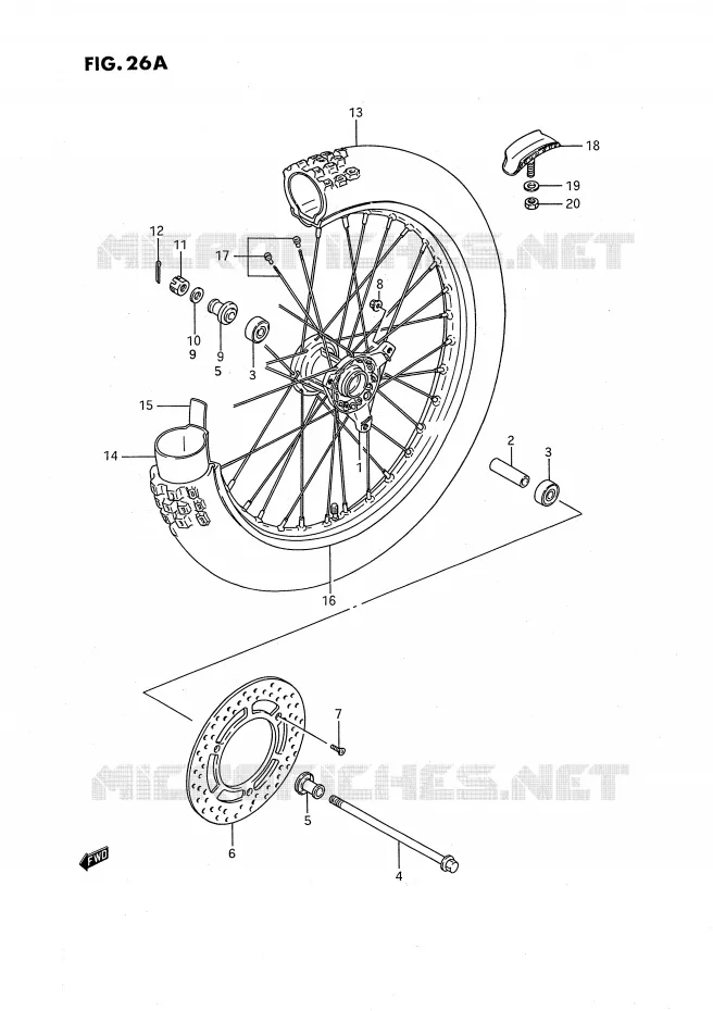 ROUE AVANT (MODELE L/M/N/P/R/S) Suzuki MOTO 80 RM 1992  RM80XN(E2)