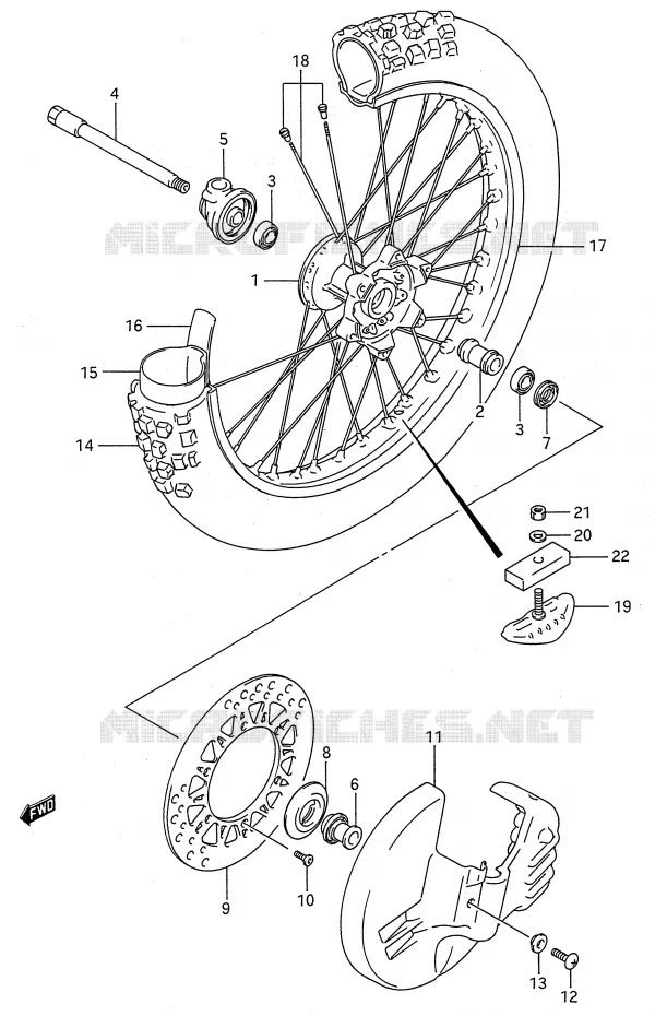 ROUE AVANT (MODELE M) Suzuki MOTO 250 RMX 1991  RMX250M(E28)