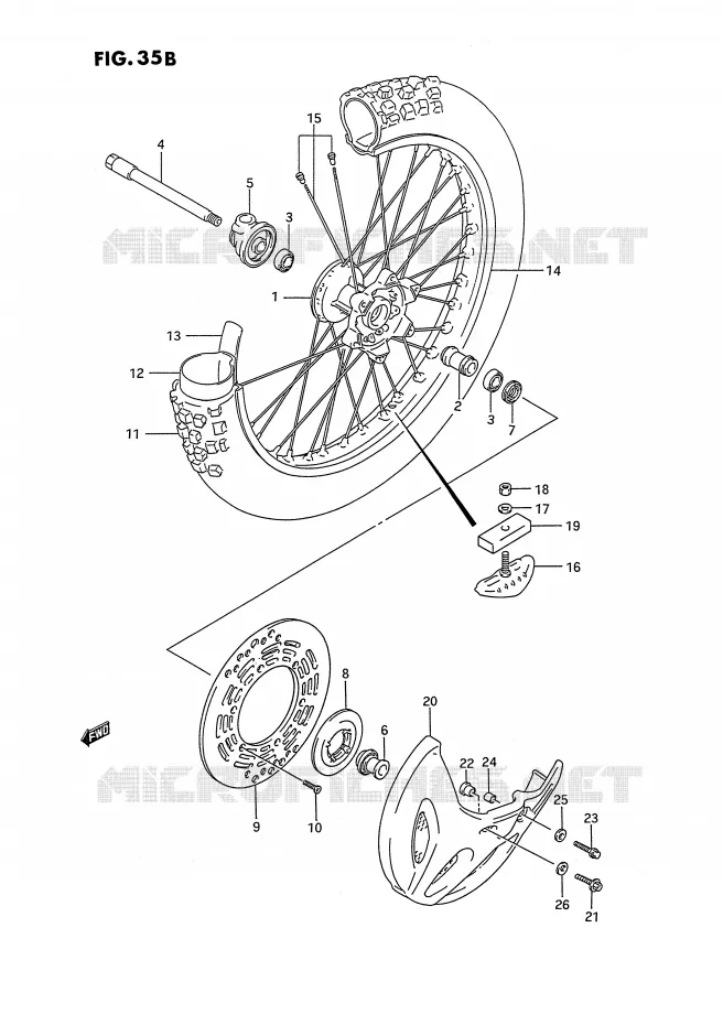 ROUE AVANT (MODELE N/P/R/S) Suzuki MOTO 250 RMX 1991  RMX250M(E3)