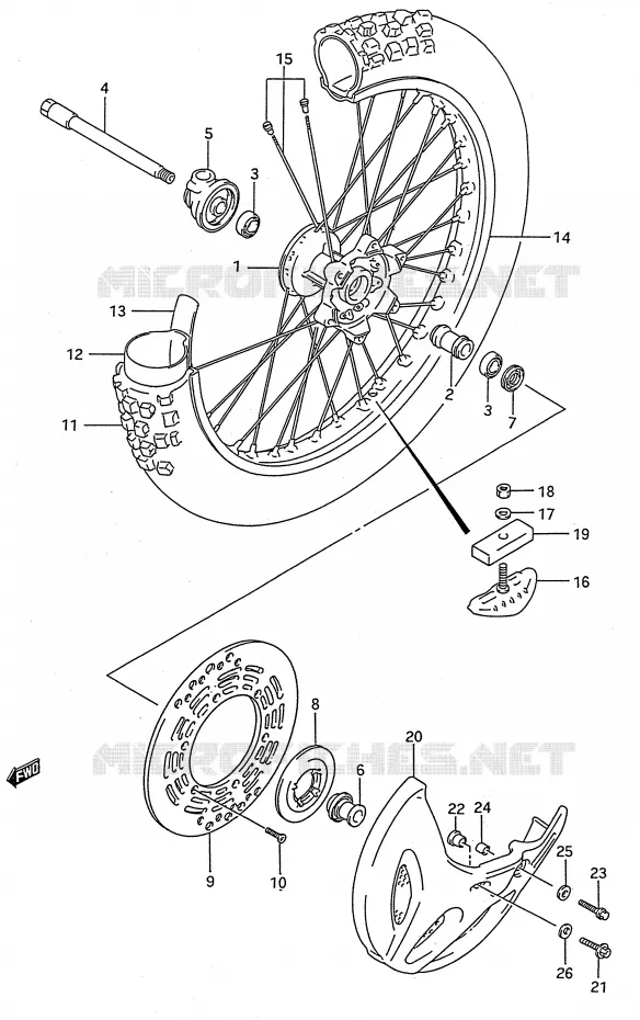 ROUE AVANT (MODELE N/P/R) Suzuki MOTO 250 RMX 1990  RMX250L(E28)