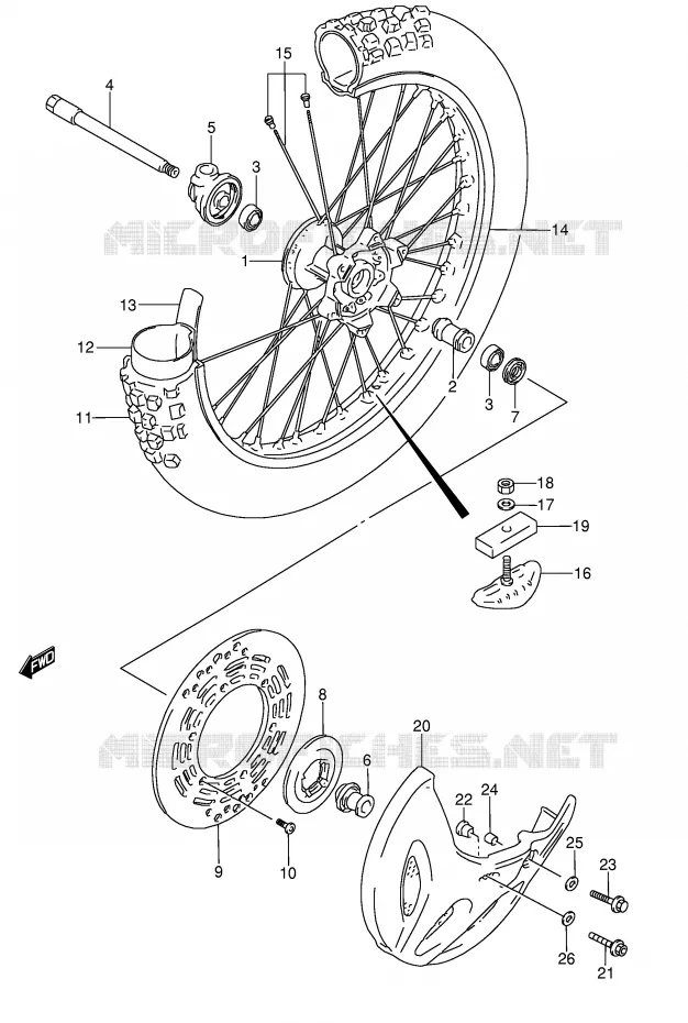 ROUE AVANT (MODELE N/S) Suzuki MOTO 250 RMX 1993  RMX250P(E1)