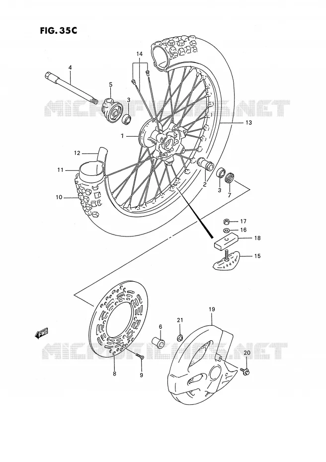 ROUE AVANT (MODELE T) Suzuki MOTO 250 RMX 1991  RMX250M(E3)