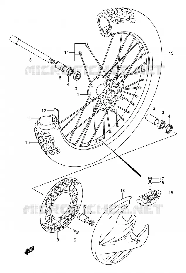 ROUE AVANT (RM250K5/K6) Suzuki MOTO 250 RM 2003  RM250K3(E3/E28)