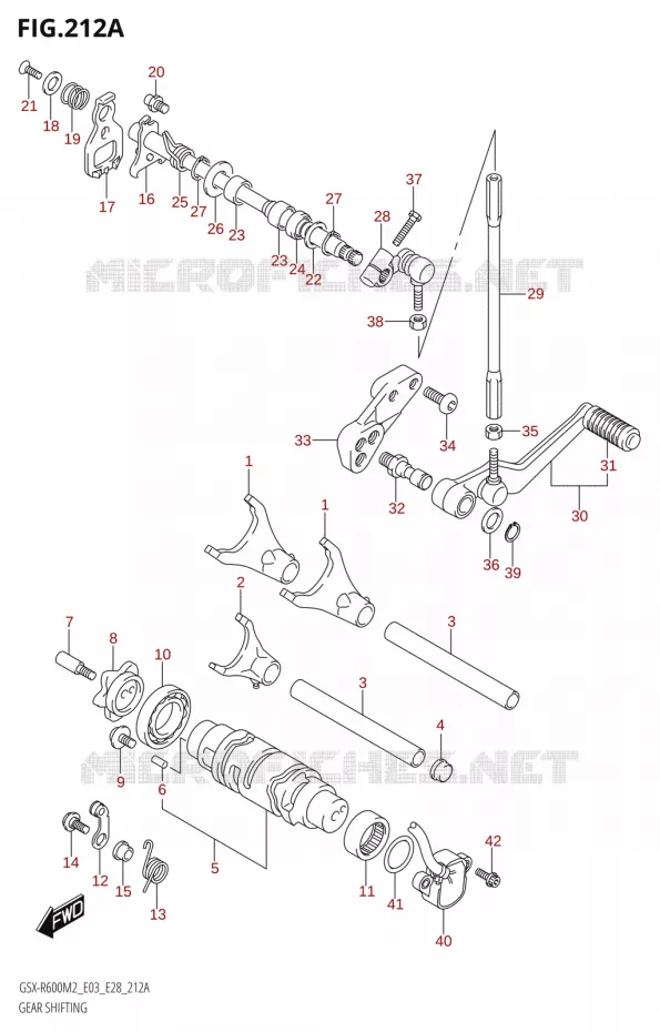 ENSEMBLE DE SELECTION DE VITESSES Suzuki MOTO 600 GSX-R 2022  GSX-R600 M2 (E03,E28,E33)