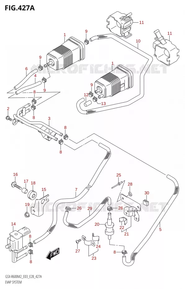 SYSTÈME DE RECYCLAGE VAPEURS CARBURANT (E33) Suzuki MOTO 600 GSX-R 2022  GSX-R600 M2 (E03,E28,E33)