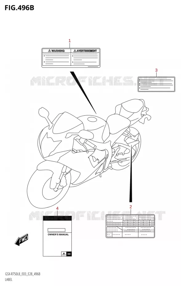 ETIQUETTE (GSX-R750:L8:E28) Suzuki MOTO 750 GSX-R 2018  GSX-R750 L8 (E03,E28,E33)